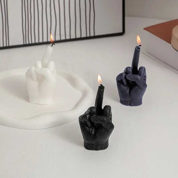 Fragrant Candles and Interesting Middle Finger Soy Wax Desktop Home Decoration Birthday Gift Decoration White Candles Aromatherapy X241004