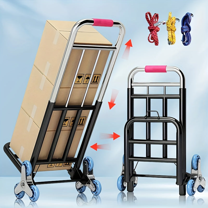 TEMU 1pc Stair Climbing Cart, 4-size Heavy Duty Folding Hand Truck Dolly With & Telescoping Handle, 220-330lb Capacity For Moving, Travel, Office &