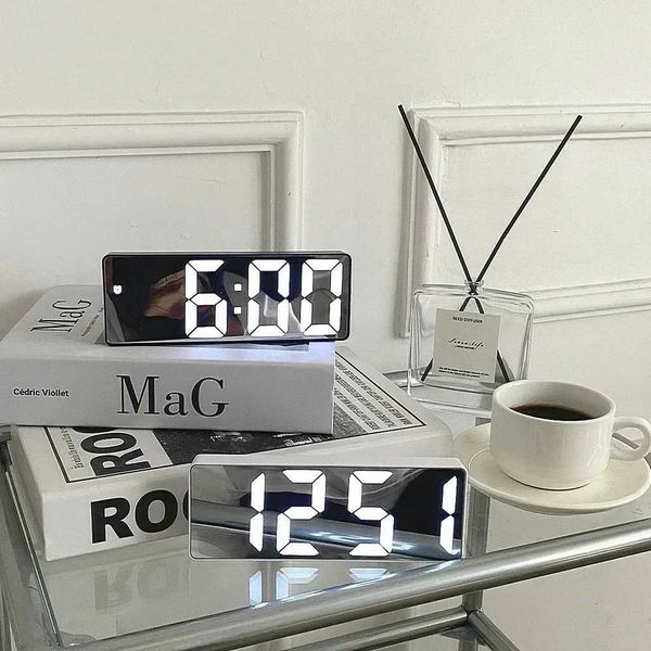 Mirror Alarm Clock Thermometer Electronics Digital Childrens Electronic Alarm Clock Bedside Table Tabletop HomeDecor Y250114