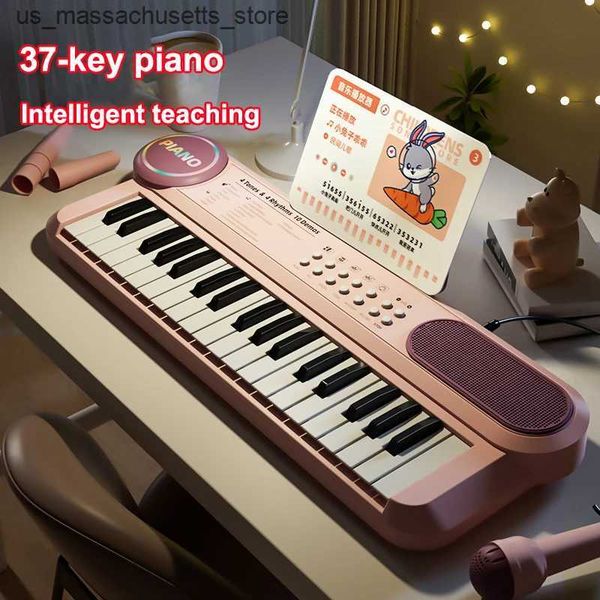 Noisemaker Toys Childrens Piano Keyboard 37 Keys Multifunctional Electronic Piano with Microphone Childrens Early Education Educational Toys