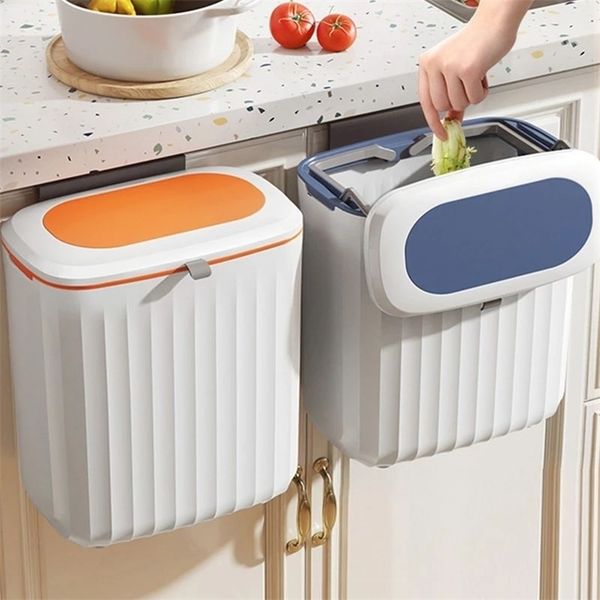 Waste Bins Hanging Trash Can 7L Kitchen Cabinet Door Garbage Wall Mounted Under Sink Compost 220930