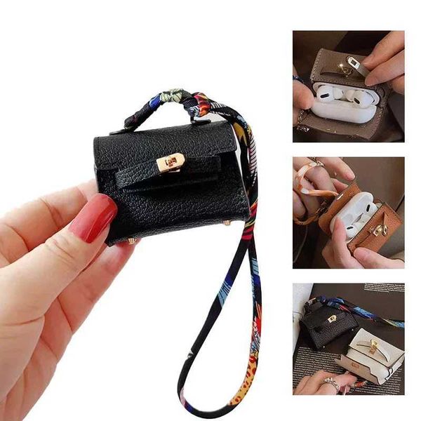 Cell Phone Cases Mini Charm Headphone microfiber leather Bag For Airpods Pro 2 3 1 Case Samsung Galaxy Buds FE Buds2 Live H250210