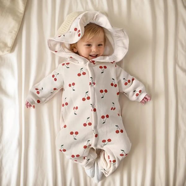 Sanlutoz Winter Long Sleeve Infants Jumpsuits Hooded Baby Girls Rompers Cute 241226