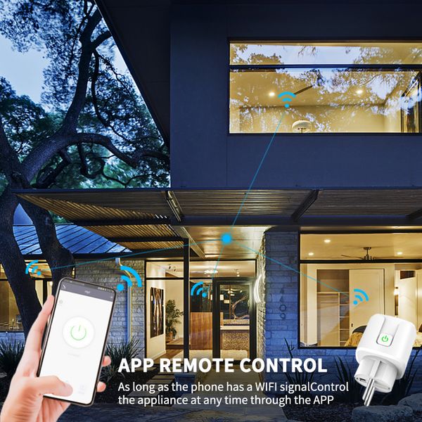 20A Tuya Wifi EU Plug Smart Socket Smart Life APP Remote Power Monitor Power Outlet Voice With Alexa Yandex Alice Google Home