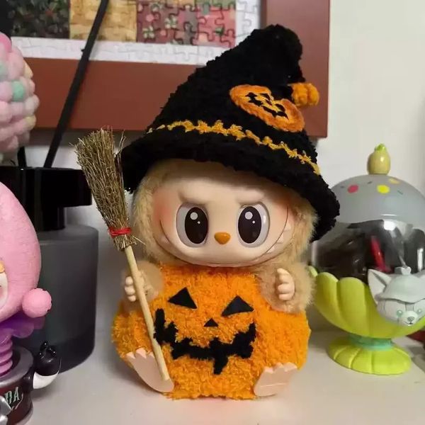 Cute 17cm Labubu Clothing Mini Plush Dolls Clothes Kawaii Dolls Accessories For Labubu Sitting Party Series Outfit Toy Girl Gift 241126