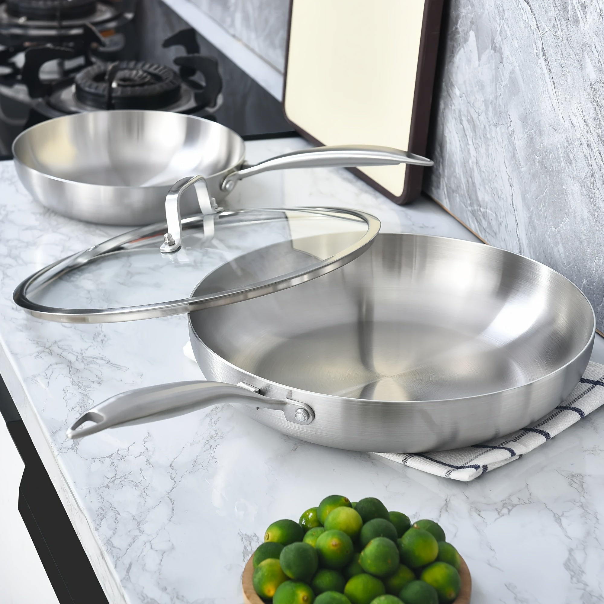 TEMU Stainless Steel Inch Frying Pan, All Cooktops Compatible, Oven Safe Induction , Inch Non Toxic Cooking Surface, Fast And Heat, Durable Cookware