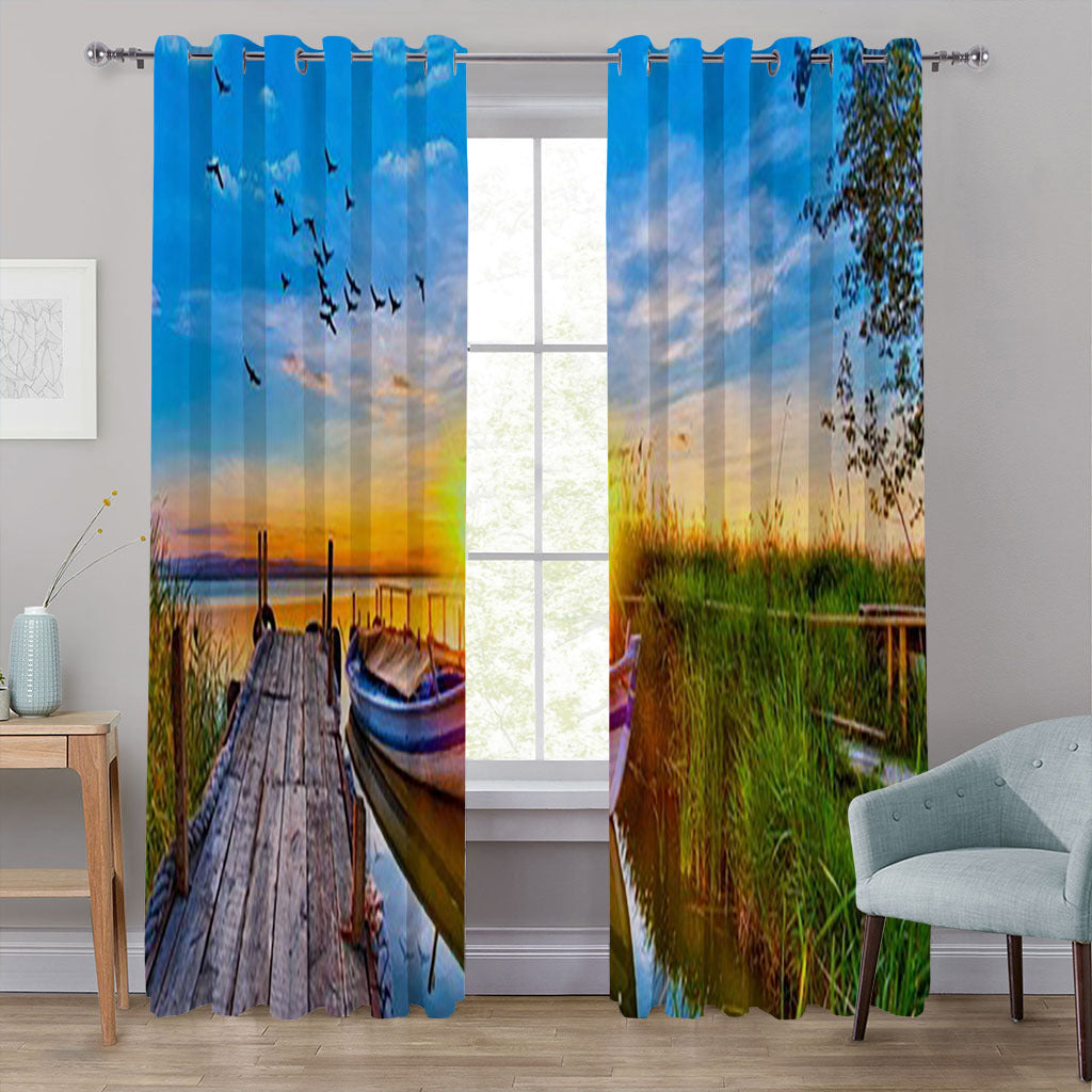 YL-37069 High-precision Customized 3D Curtain Printing Finished Landscape Wave Curtain Blackout Curtain