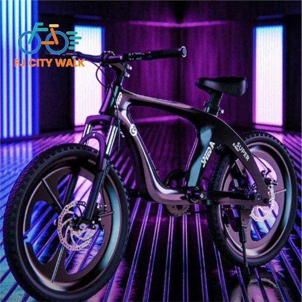 Bikes Ride-Ons FJ Magnesium Alloy 20 inch Childrens Bicycle Shock Absorber Integrated Wheel Double Disc Brake Single Speed Student Mountain