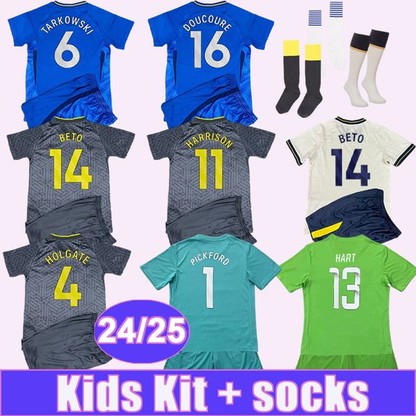 24 25 HARRISON BETO Kids Kit Soccer Jerseys CALVERT-LEWIN MCNEIL TARKOWSKI PATTERSON KEANE HOLGATE Home Away 3rd GK Football Shirts Child Un