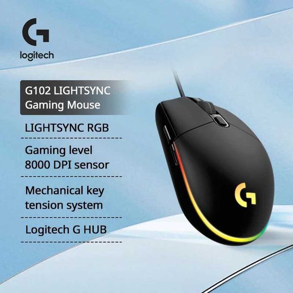 G102 Ergonomic Optical Mouse 8000DPI 16.8M Color LED Customized 6-pButton Wired PC Gaming Accessories Y241116