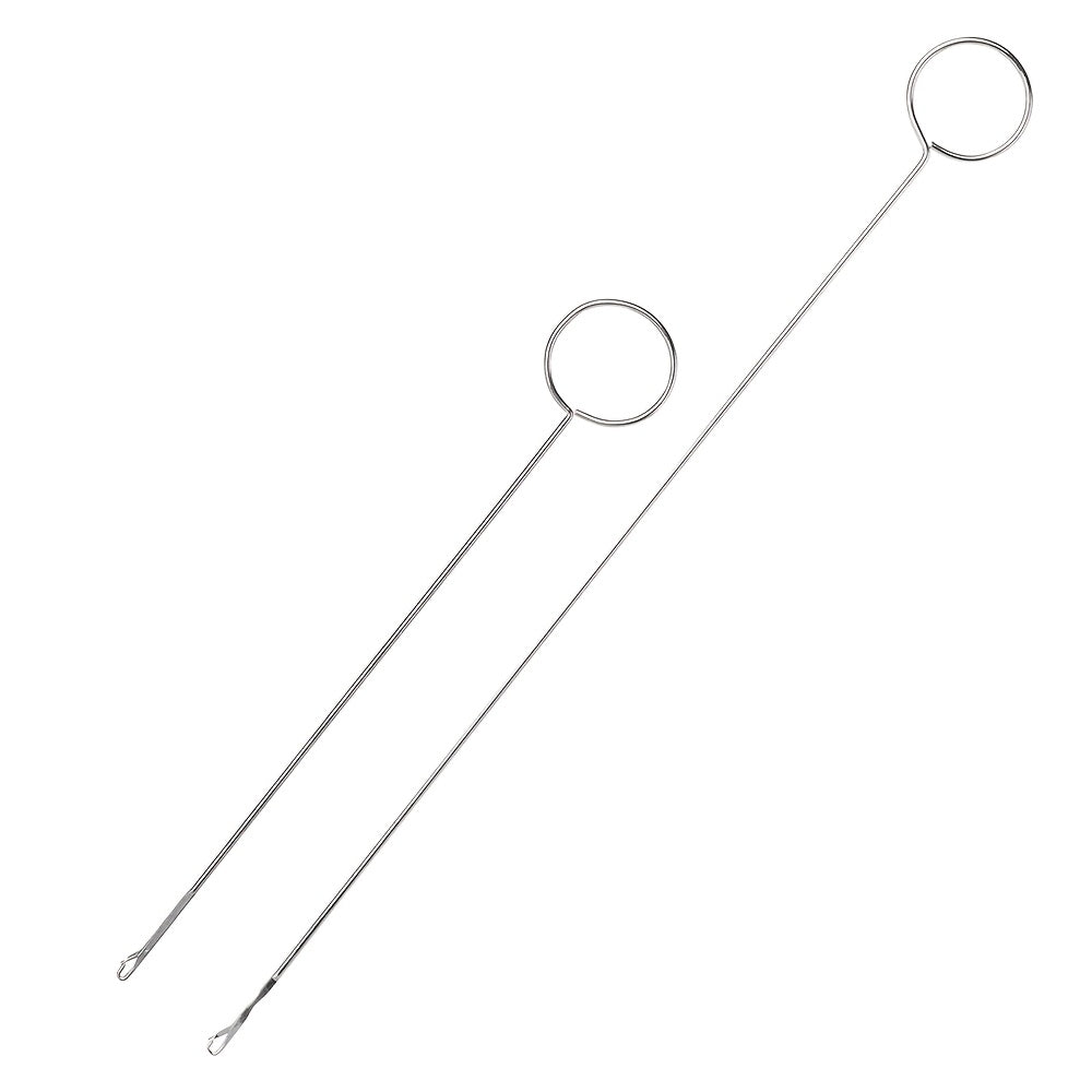 TEMU 2-pack Stainless Steel Sewing Loop Turners, 17.5cm & 26cm Long Drawstring Threaders For Fabric Waistbands And Diy Knitting Accessories