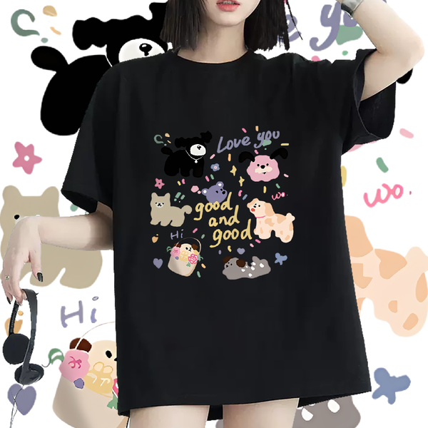 2024 Casual Womens T Shirts Breathable Crew Neck Cotton Street Casual Woman Tshirt Oversized 5A Tops Tees