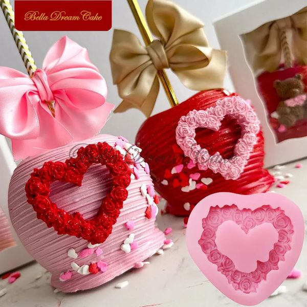 Mini Roses Frame Silicone Mold Valentines Day Fondant Cake Molds Decorating Tools DIY Handmade Clay Soap Mould Bakeware 250109