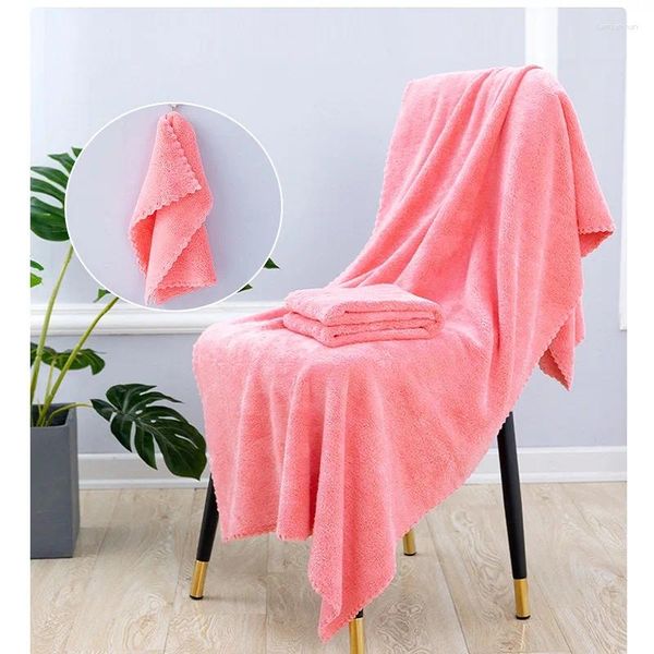 Bath Towel Towel 2pcsset 70 140cm And 34 74cm Coral Velvet Bath For Adult Soft Absorbent Microfiber Household Bathroom Set CL250211