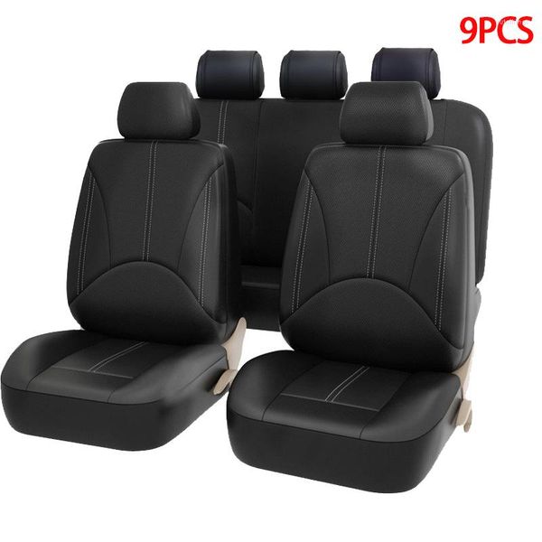 Seat Car Covers AIMAAO Full Set - Premium Faux Leather Automotive Front And Back Protectors For Truck SUV