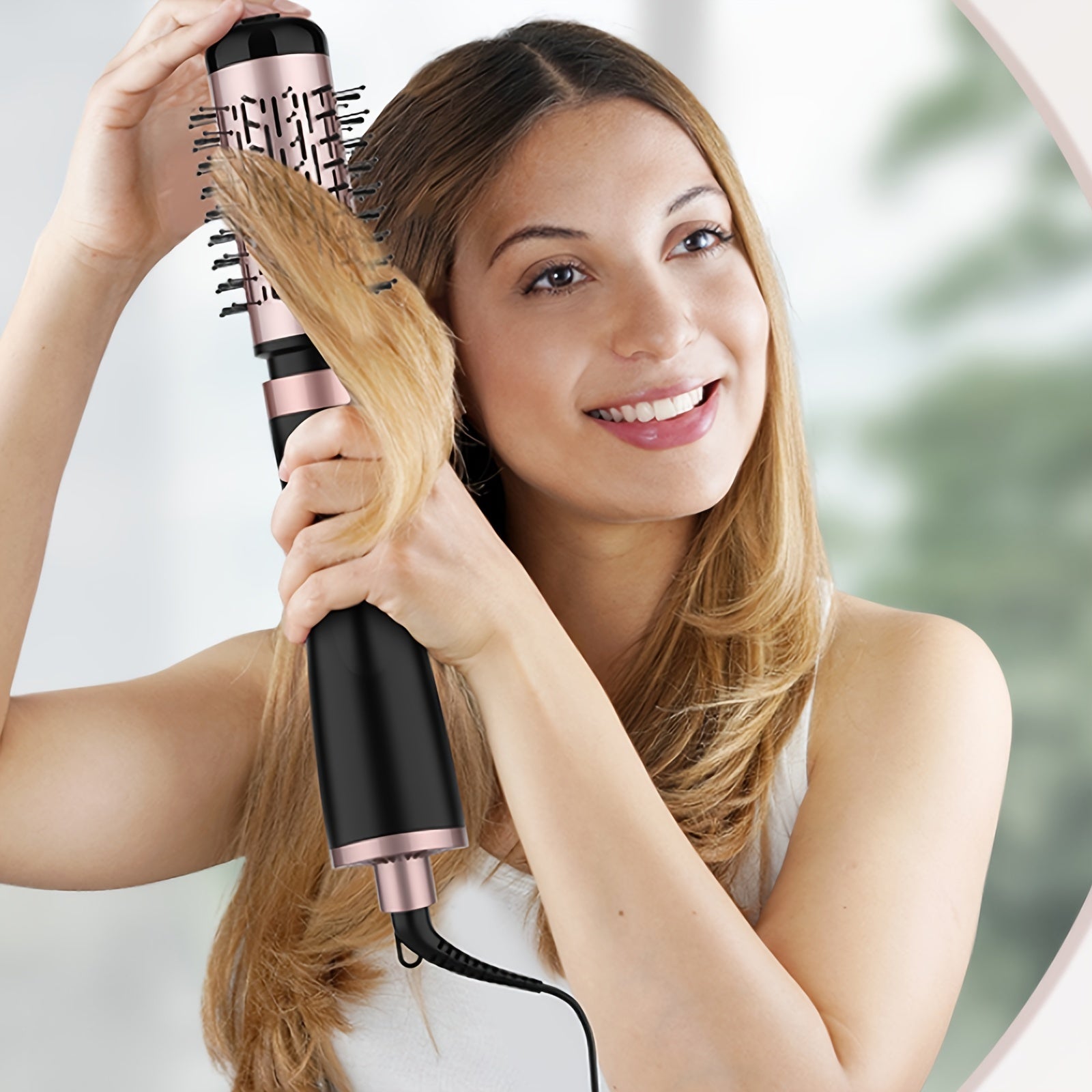 TEMU Rotating Blow Dryer Brush, Spin Hair Dryer Brush With 2 Interchangeable Brush (1.5"& 2"), 3-in-1 Hot Air Spin Brush Set For Hair Volumizer,