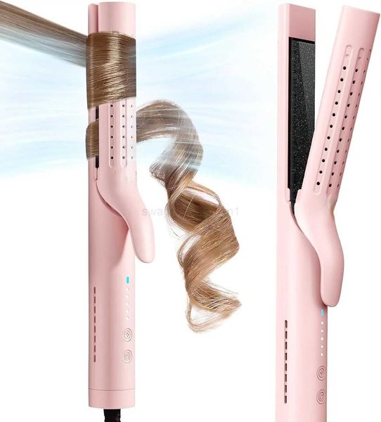 Ceramic Flat Iron Curler - Pro 2-in-1 Ionic Hair Straightener & Cool Curg Wand XJ240807