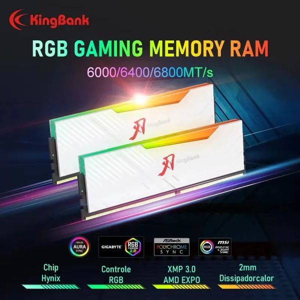 KingBank brand series DDR5 RGB RAM Memory DDR5 RAM PC 16GB 32GB 48GB 64GB 6000MHz 6400 MHz 6800 MHz RAM for Desktop Hynix Chip
