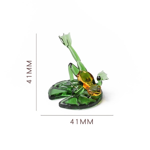 Yoga-Froschfiguren aus Glas als Schreibtischdekoration für das Homeoffice