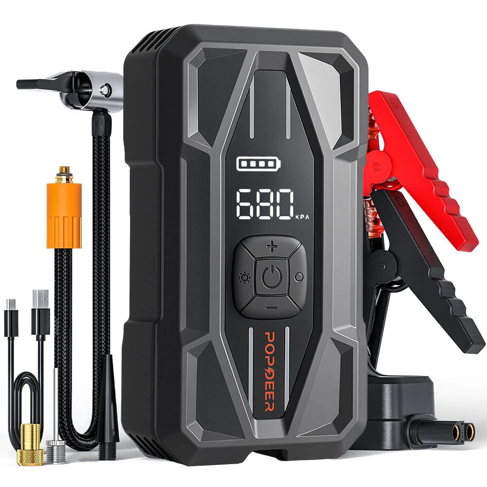 POPDEER PD-JA5 5000A Jump Starter with Air Compressor 150 PSI Tire Inflator 12V 37Wh Power Bank PD30W Type C Quick Charg