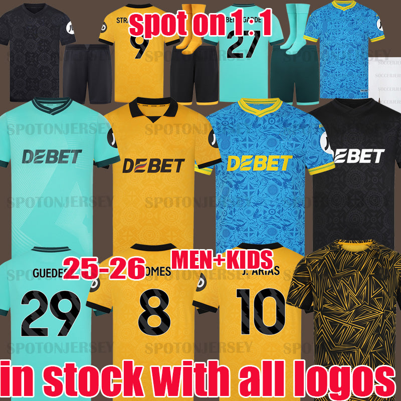 wolves Jersey 25 26 Soccer Jerseys Honved J. ARIAS 10 Jersey 1954 70 Year Anniversary Kit CUNHA WOLF Football Shirts HEE CHAN GOMES uniform Kids equ