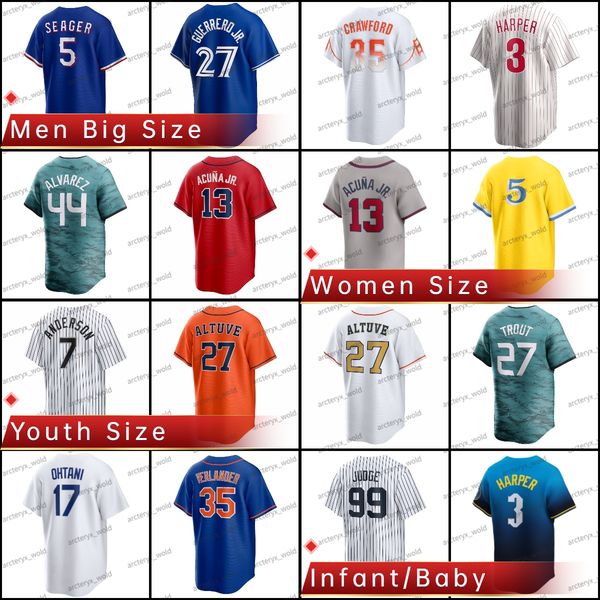 Baby Infant Size Baseball Jersey Acuna Turner Betts Ohtani 5 Seager machado Judge Ryan Garcia Soto Betts Custom