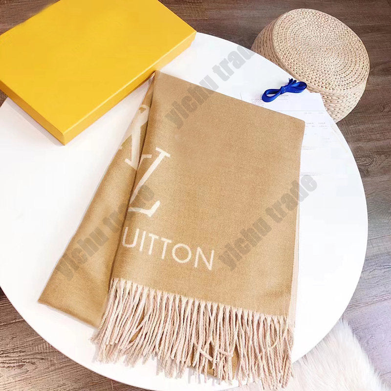 2022 Design Winter L Scarf Women Cashmere Pashmina V LETTER Shawls and Wraps Lady Thick Blanket Bufanda Scarfs