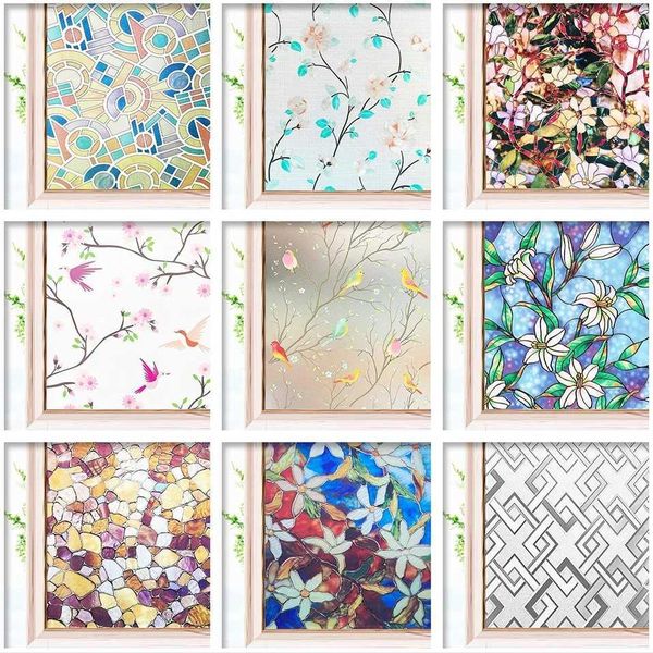 Matte Privacy Window Film Stained Glass Vinyl Static Self Adhesive Clings Frosted Decorative Sticker Heat Control Decal for Home Y240810
