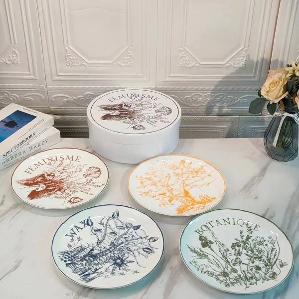 Spring, summer, autumn, winter series Western style plates, dessert plates, Utopia Garden gift boxes, bone china tableware sets