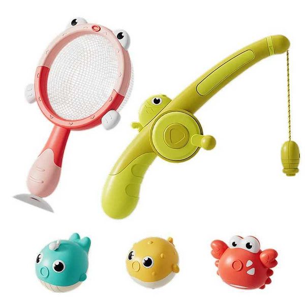 Magnetic LED Light Up Fishing Games Baby Bath Toys Set with Fishing Rod Toddler Bathtub Floating Water Toys for Kids Gift C250117