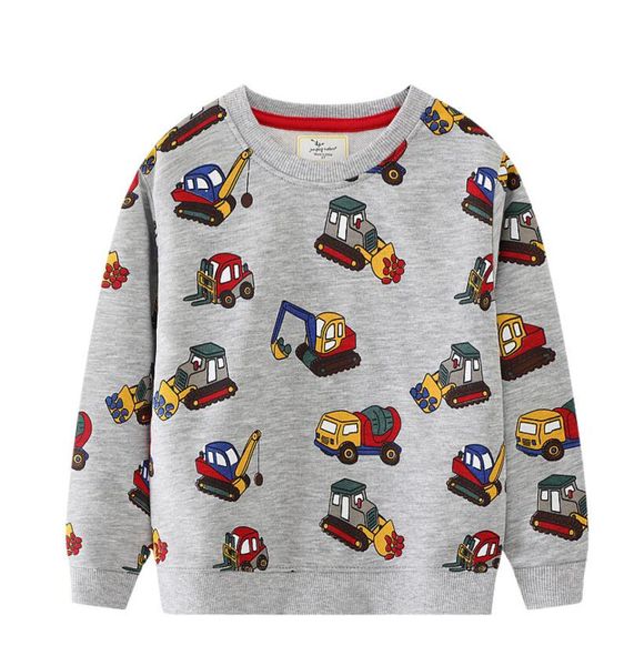 Spring Autumn Children&#039;s Clothing Pullover Crane Boys Sweatshirts Cotton Tops Kids Clothes Baby Boys Car Hoody