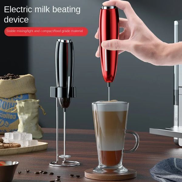 Handheld Milk Frother Kitchen Powerful Electric Foam Maker With Stand Battery Powered Foamer Blender Drink Mixer For Coffee 250208