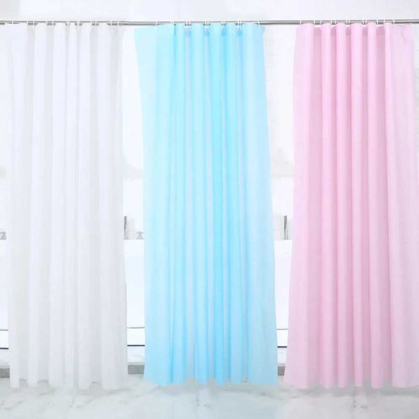 Extra Long Shower Curtain PEVA Mildew Proof Bathroom Curtain Waterproof Bath Curtains With Hook Solid Color Breathable Y240815