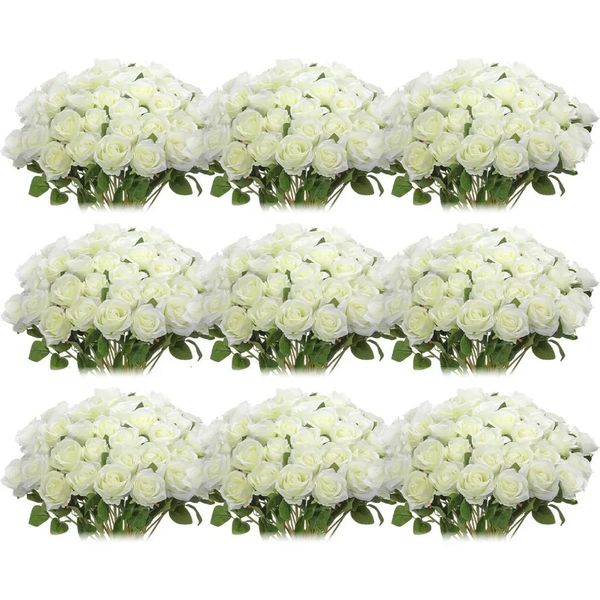 100 pieces of artificial roses in bulk real silk rose bouquet with long stems used for vase wedding party home decoration 240808