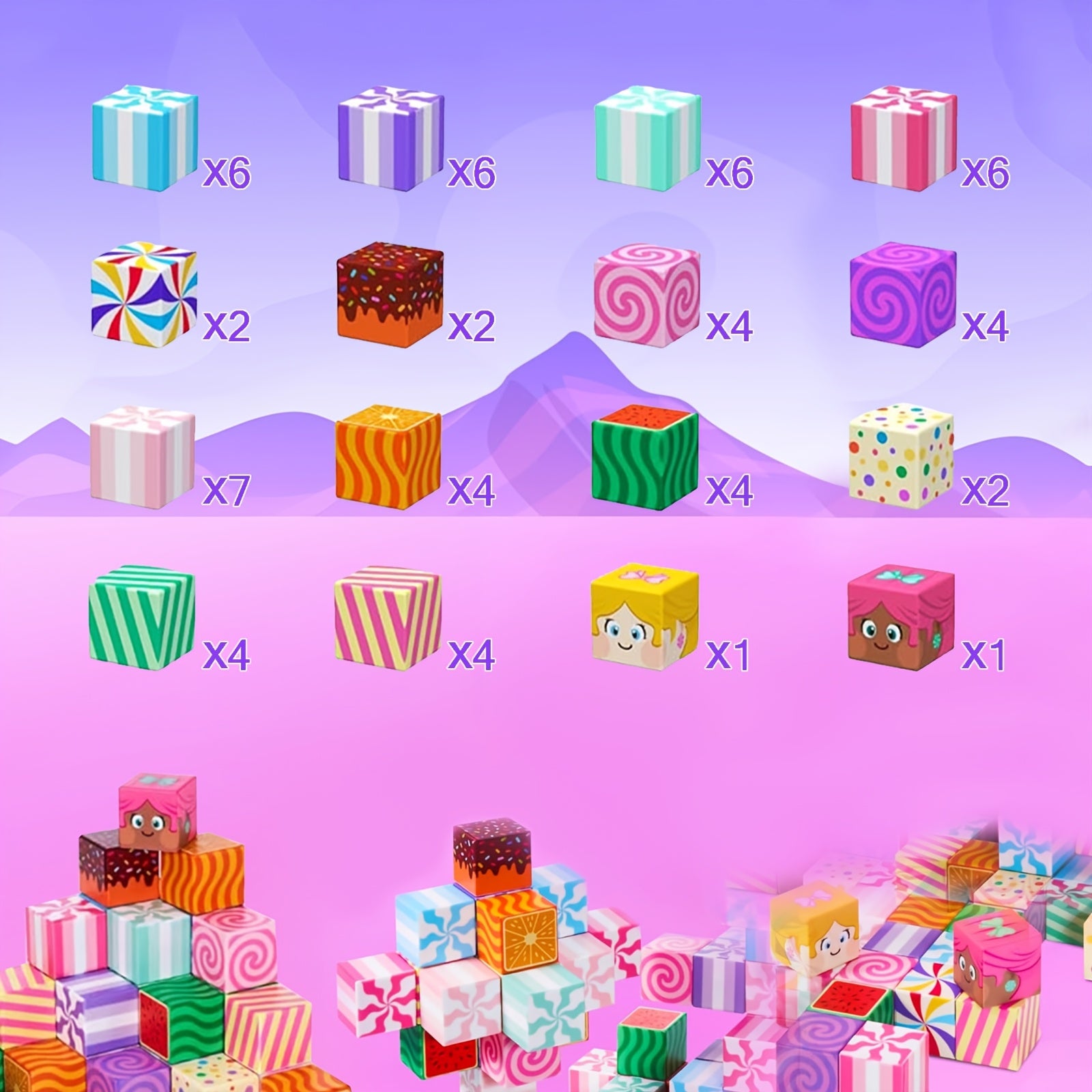 TEMU Magnetic Building Blocks Playset - Candyland Series, Birthday Gift For , Creative Play 3-8, Ideal For Preschool Outdoor Activities, Enhances