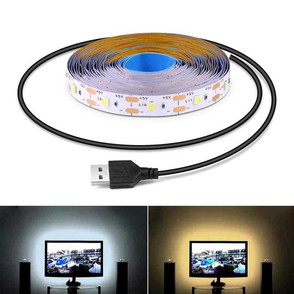 DC 5V USB LED Strips 2835 Warm White LED Strip Light TV Mirror Backlight Lighting Tape Room Decor Lamp Ribbon LED String Light CL240815