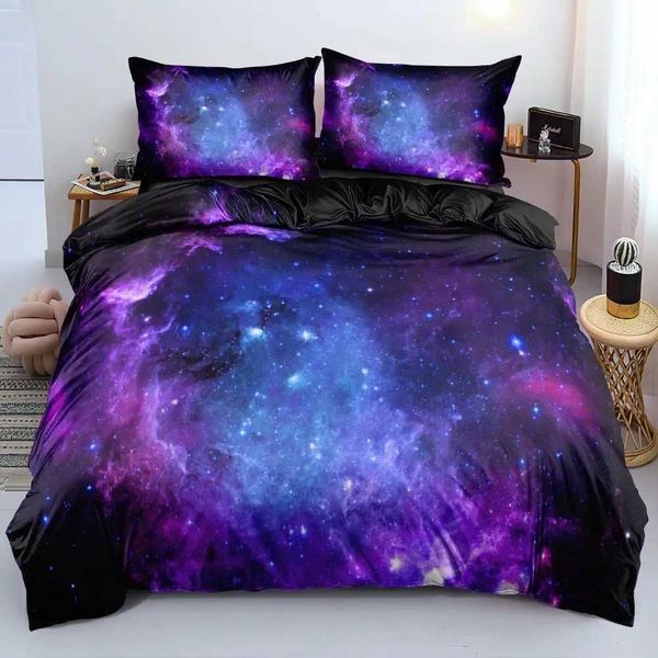 Luxury Galaxy Dark Blue Bedding Set Twin Full Queen King Size Duvet-Quilt Cover Set Shining Stars Starry Sky Comforter Cover X2502031