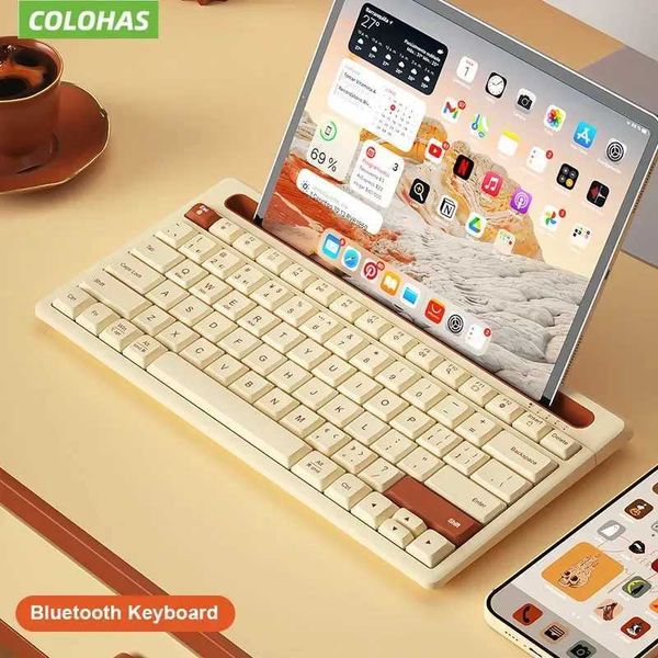 Keyboards Wireless Bluetooth Keyboard 87 Keys Three-mode Silent Mini Mute Keyboard For Notebook IPad Laptop Desktop Tablet Computer J241112