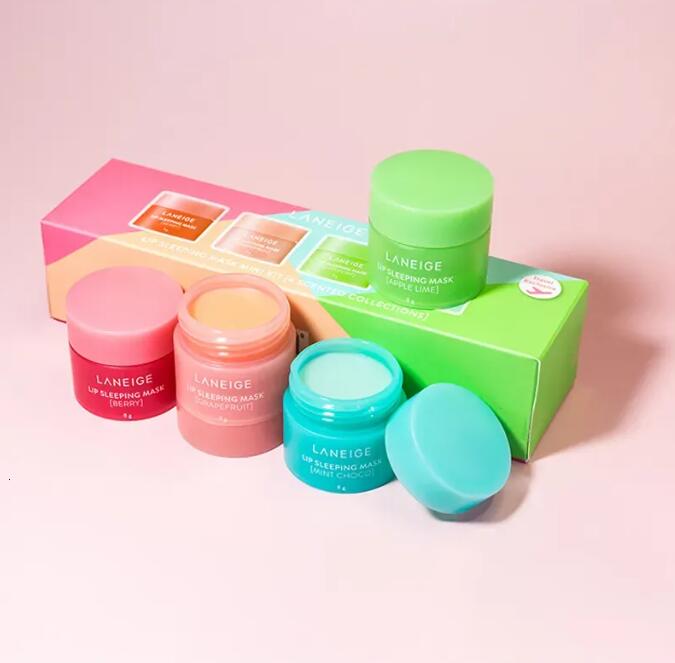 Korea Lip Sleeping Mask 4pcs 8g Lip Moisturizer Night Sleep Lip Mask 4 Scented Hydrating Nutrious Repair Lip Balm Lip Care Mask Fast ship