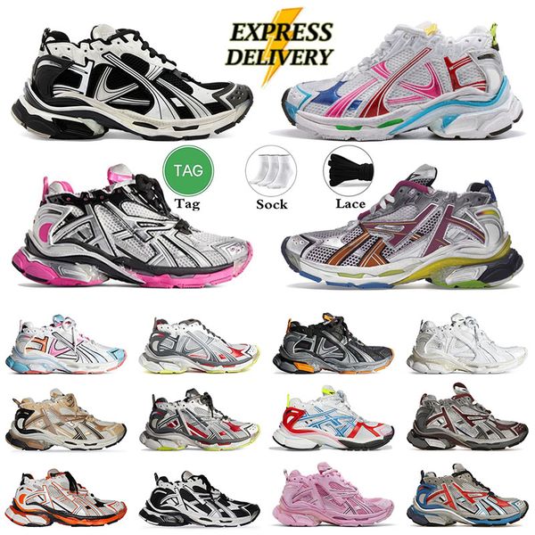 Top quality 7.0 Sneakers mens designer shoes Paris 7.5 Silver Pink Multi Color triple White Black Light Blue dress shoe luxury men women out