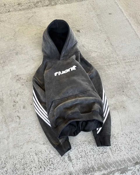Capuz de moletons de moletons de moletons e inverno Y2K Capuzes com padrões de listras de letra Harajuku Retro Sportswear Hoodies masculinos