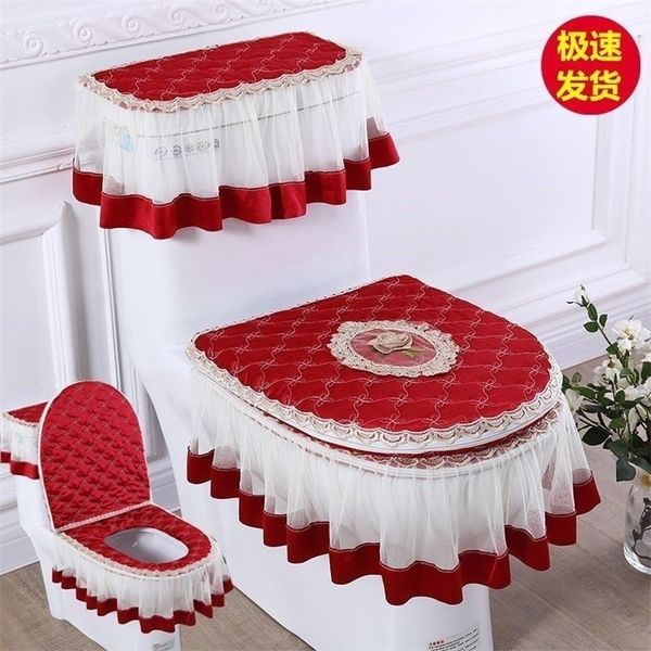 Toilet Seat Covers Cushion 3 Piece Set Winter Cover Utype Zipper Mat Pad Accessories WC el Supplies tes 221007