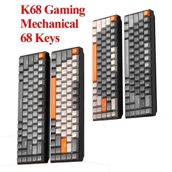 Keyboards K68 Gaming Mechanical Keyboard 68 Keys Full Key Hot Plug Mechanical Shaft Red Switch - Blue Switch 2.4G Bluetooth Wireless H241123