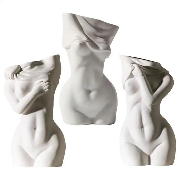 Female Body Vase Modern Ceramic Flower Shape Multi purpose Aesthetics Room Decoration Pot 240719