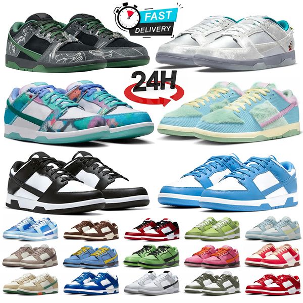 2024 Low Casual Shoes Panda Blossom Buttercup Triple Pink Bubbles Your Space There Skateboards Grey White Grey Fog Blue Tint GAI Sports Men