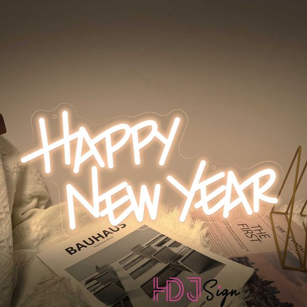 Happy New Year Neon Led Sign Wall Decor for Room BAR Cafe Christmas Neon Lights Letters Bedroom Christmas Decoration Gift M250118