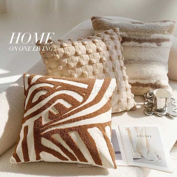 45x45CM Brown Vintage Nordic Throw Pillow Cover Cream Light luxury Sofa Cushion Waist Cover Simple Decorative PillowcaseB270720