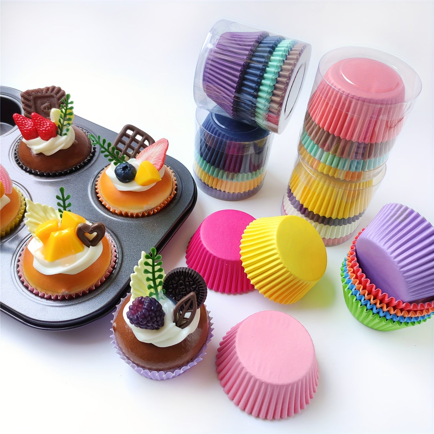 TEMU 100pcs, Colorful Baking Cupcake Liners, Oil-proof Paper Holders For Cakes And Muffins, Chocolate Rice Paper Holder, Kitchen Tools