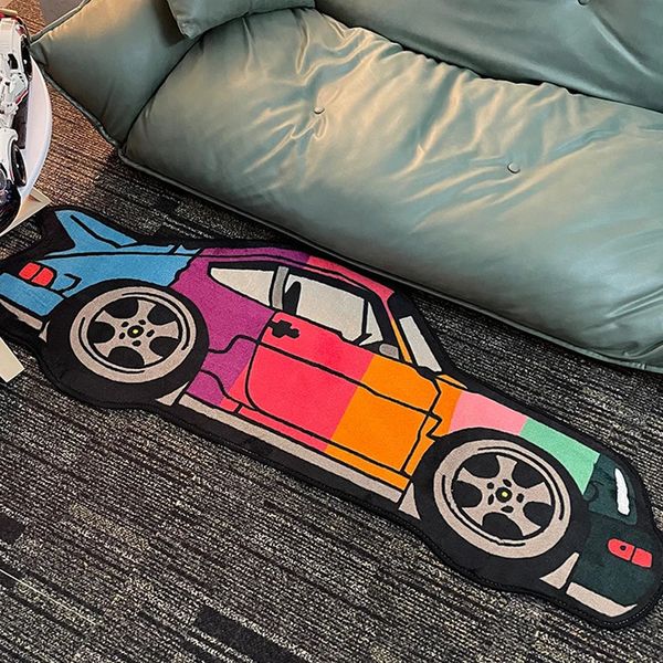 Rainbow Car Rug Home Decoration Cartoon Carpet Bedroom Bedside Area Rugs Living Room Soft Long Strip Floor Mat 250107
