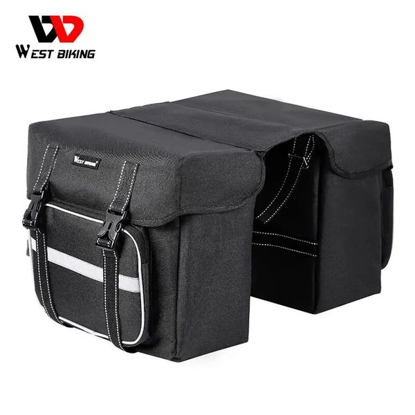 Western style bicycle rear seat bag 25L large capacity outdoor luggage handbag bicycle MTB road bicycle trunk double-layer bag 241125
